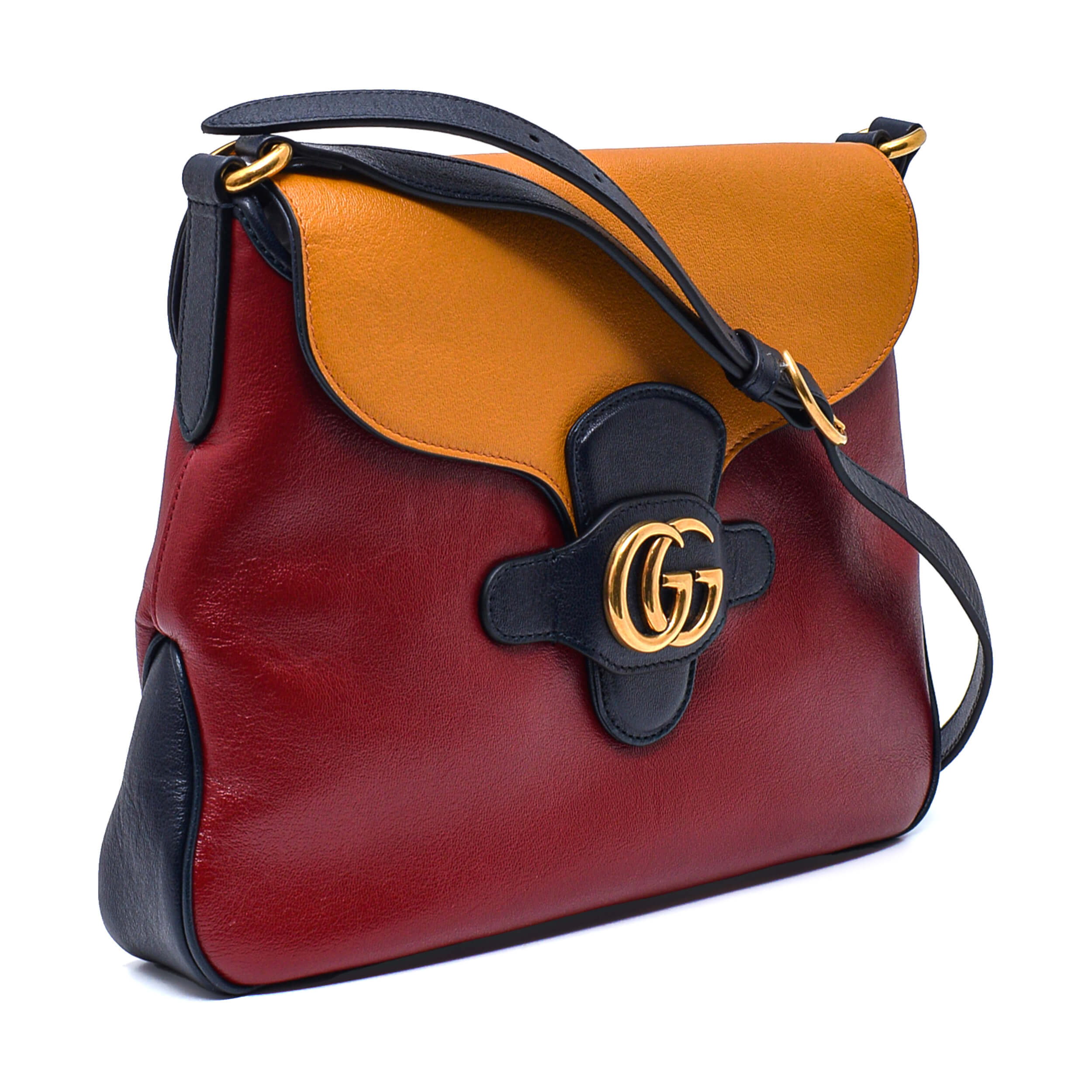 Gucci - Mustard&Cherry Leather Medium Dahlia Bag